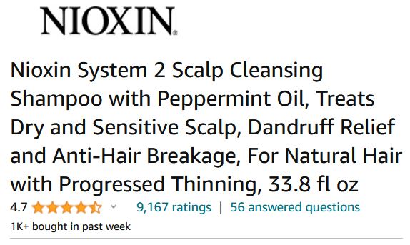 Nioxin-System-2-scalp-cleansing-shampoo-highly-rated-and-sales-on-Amazon